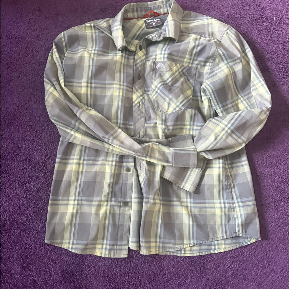 Simms Outpost Long Sleeve Shirt - Storm Plaid
